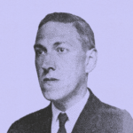 Retrato estilizado de H. P. Lovecraft, escritor estadounidense, maestro del horror cósmico y creador del universo de los Mitos de Cthulhu.